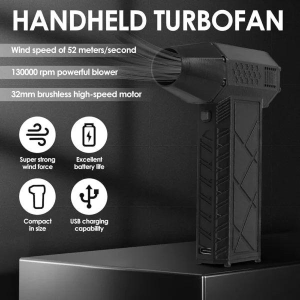 Mini Jet Fan – Powerful Brushless Handheld Turbo Fan | Rechargeable Portable Air Blower with High-Speed Wind | Compact Cooling Gadget for Home, Office & Outdoor Use