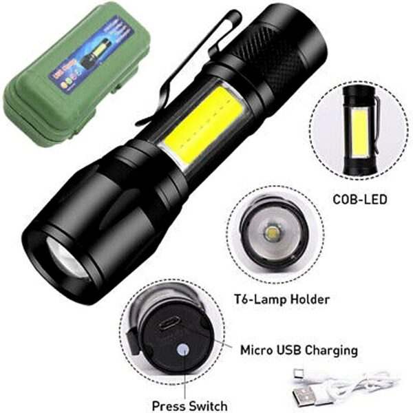 Metal COB Mini Rechargeable Flashlight