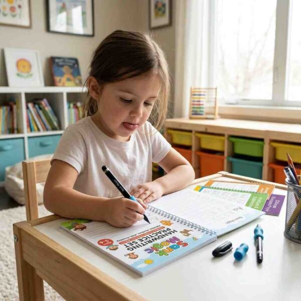 Kid using handwriting practice set