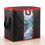 Large blanket storage organizer bag front view