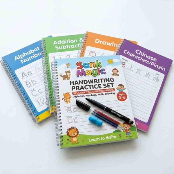 Reusable handwriting practice set front view