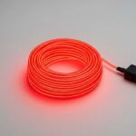 Neon red EL wire light front view