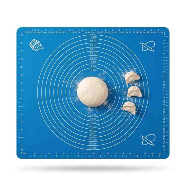 Large silicone dough mat on white background