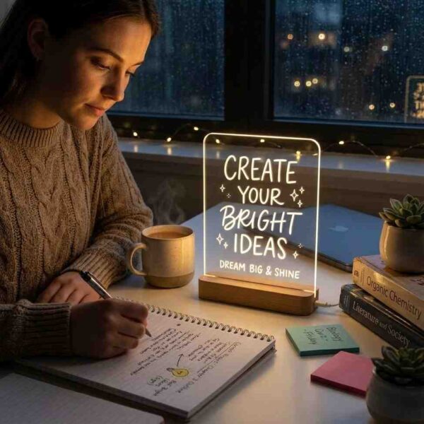 Student using LED message board