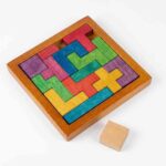 Wooden Tetris puzzle game front view