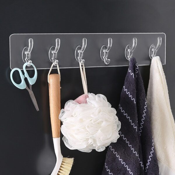 Heavy Duty Sticky Hooks – Transparent Waterproof Wall Hangers (Pack of 1)