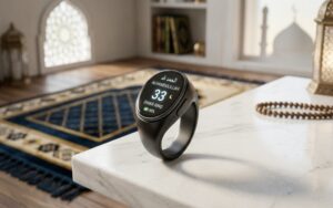 Smart tasbeeh ring with digital display showing modern Islamic zikr technology in Pakistan