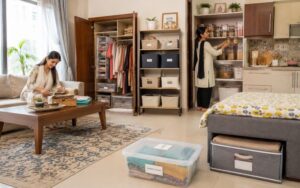 Organized Pakistani home with storage boxes, wardrobe organizers, and kitchen storage products for a clean and tidy living space
